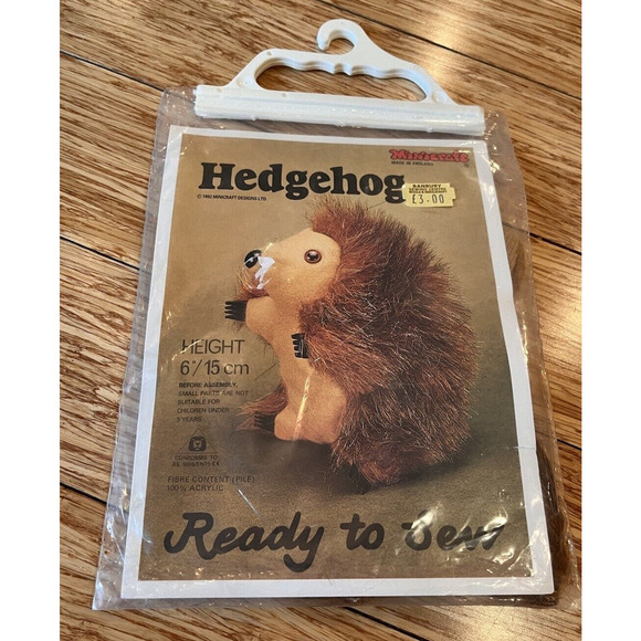 Hedgehog Ready to Sew kit from Minicraft Vintage 1982 6" tall Furry - Picture 1 of 2